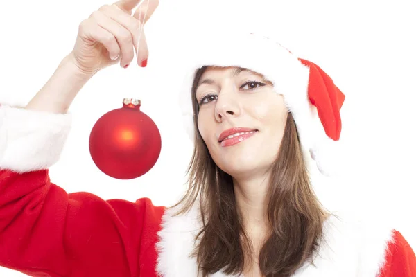 Mujer Navidad Con Bola Cristal — Foto de Stock