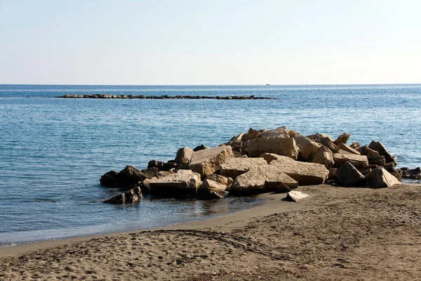 Piaszczysta Plaża Limassol Zachód Słońca — Zdjęcie stockowe