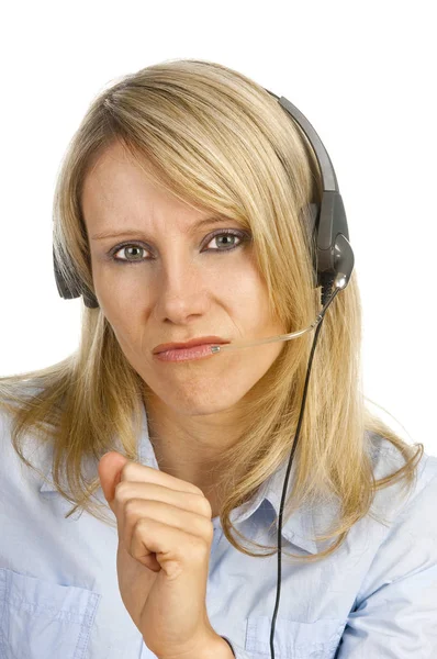 Portrait Femme Avec Casque — Photo