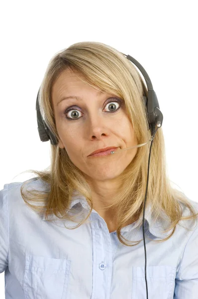 Portrait Femme Avec Casque — Photo