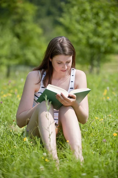 Junge Frau Liest Ein Buch — Stockfoto