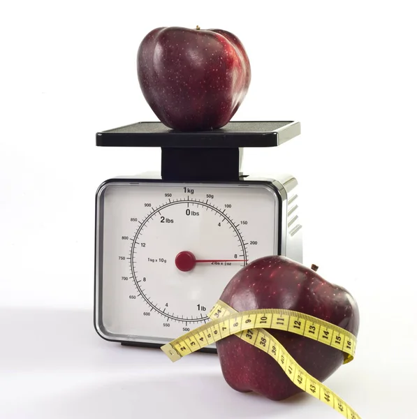 Яблоко Измерительная Лента Белом Фоне — стоковое фото