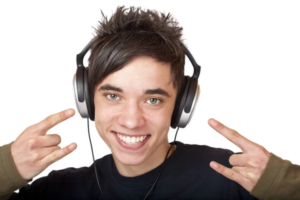 Teenager Escucha Música Con Auriculares — Foto de Stock