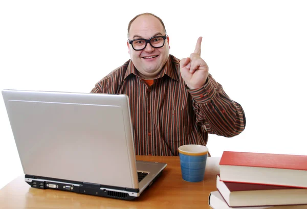 Young Man Laptop Office — Stock Photo, Image