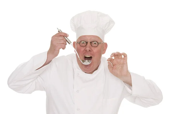 一个留着胡子和帽子的厨师的肖像 — 图库照片