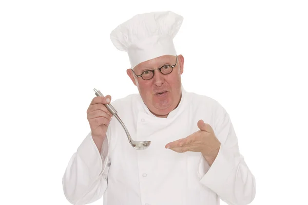 Chef Hat Knife Isolated White — Stock Photo, Image