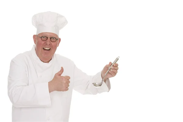 Chef Tenant Plateau Une Assiette Isolée Sur Fond Blanc — Photo
