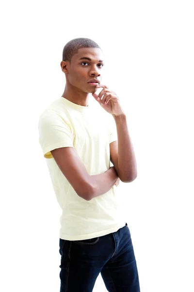 Joven Africano Con Ropa Casual Aislada Sobre Blanco — Foto de Stock