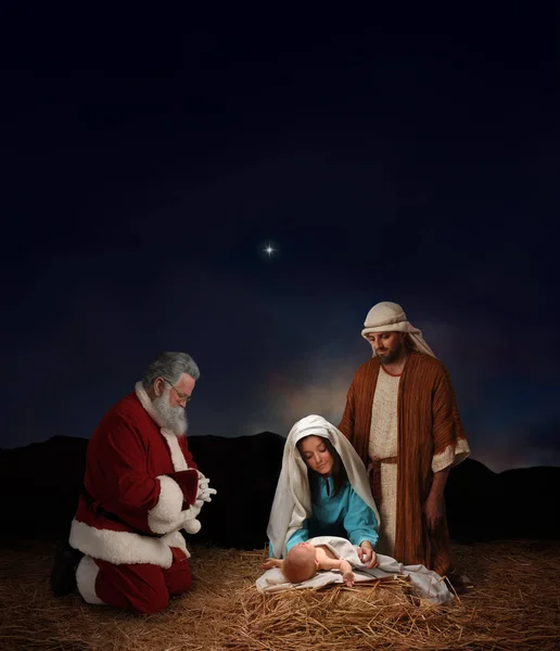 Navidad Natividad Con Reyes Magos — Foto de Stock