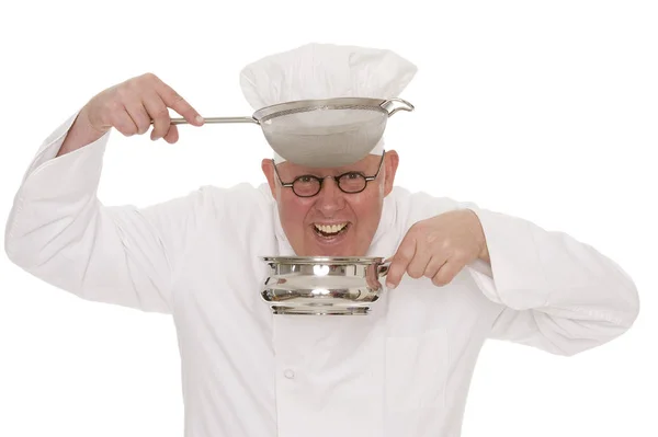 Porträt Eines Gut Aussehenden Kochs Isoliert Auf Weiß — Stockfoto