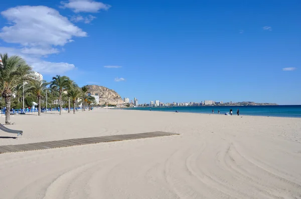 Strand Alicante Spanien Vintern November — Stockfoto