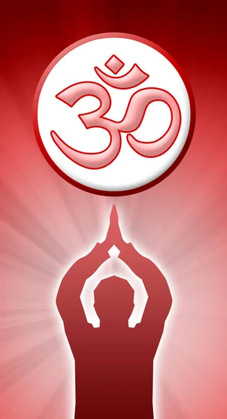 Concepto Meditación Yoga Con Loto Sitúa Fondo Rojo —  Fotos de Stock