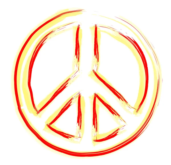 Υδατογραφία Σύμβολο Ειρήνης Κόκκινο Κίτρινο — Φωτογραφία Αρχείου