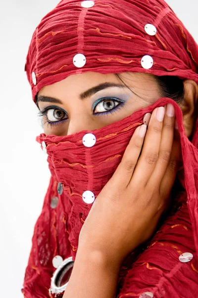 Retrato Mujer Con Bufanda — Foto de Stock