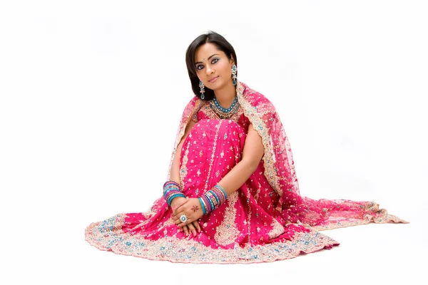 Індуська Жінка Автентична Наречена Одяг — стокове фото