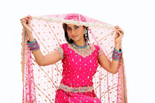 Hinduska Kobieta Autentyczne Ubrania Panny Młodej — Zdjęcie stockowe