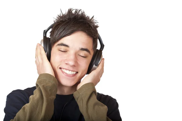 Adolescente Escuchando Música Con Auriculares — Foto de Stock