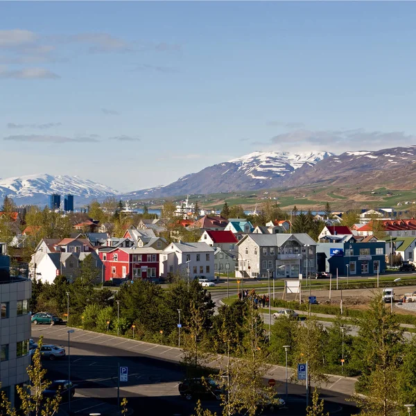 Petite Ville Colorée Vibrante Seulement Sud Cercle Arctique Nous Montre — Photo