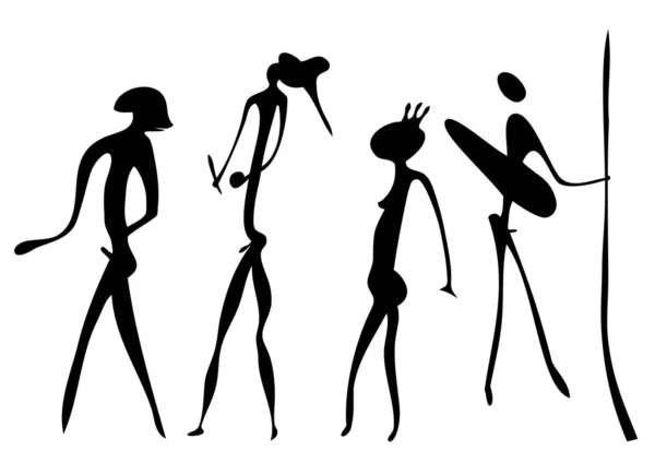 Vector Silhouette Woman Cane — Stock Photo, Image