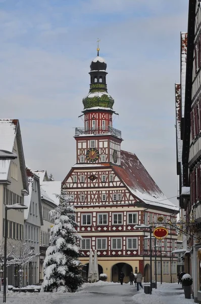 Kirchheim 冬季市政厅 — 图库照片