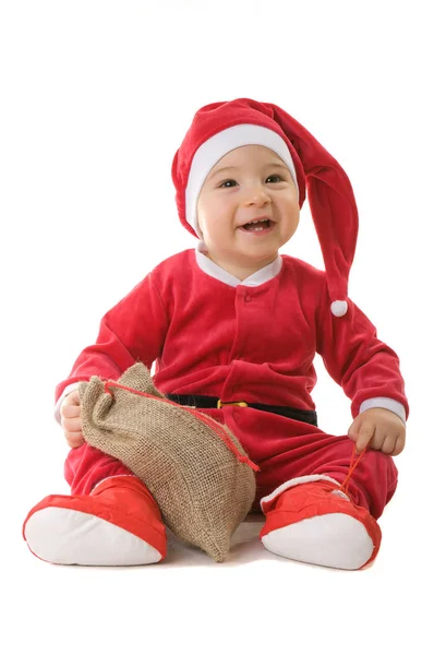 Barnet Klädd Som Jultomten — Stockfoto