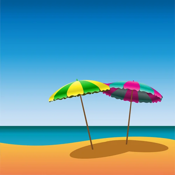 Summer Beach Background Umbrella Parasol — Stock Photo, Image