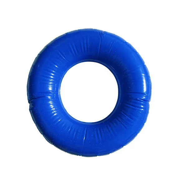 Azul Plástico Inflável Isolado Fundo Branco — Fotografia de Stock