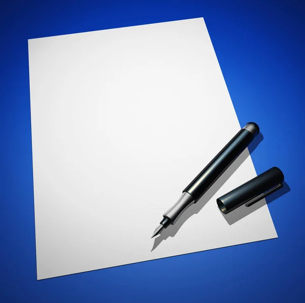 Lettera Con Penna Stilografica Blu — Foto Stock