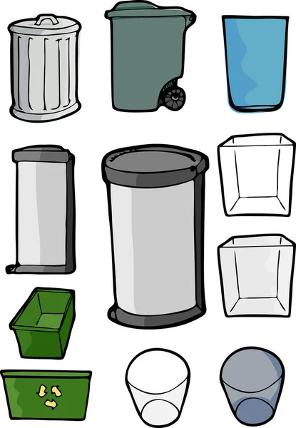 Conjunto Bandejas Lixo Reciclagem — Fotografia de Stock