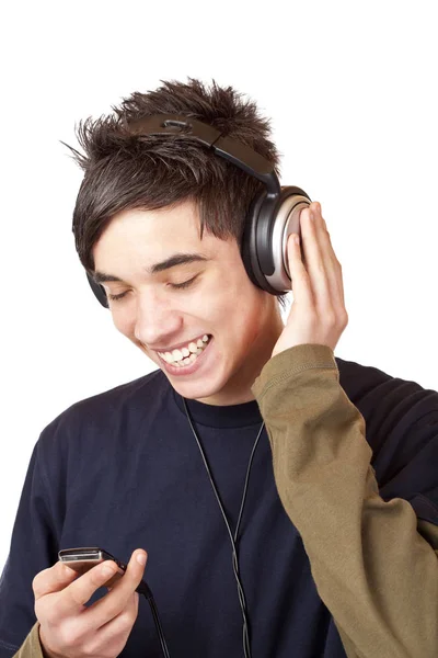 Joven Con Auriculares Escuchando Música — Foto de Stock