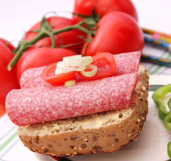 Ernährungskonzept Wurstwaren Snack Zeit — Stockfoto