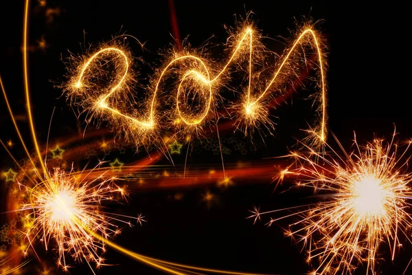 Νέο Έτος 2015 Γραμμένο Στο Νυχτερινό Ουρανό — Φωτογραφία Αρχείου