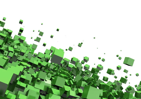 3Dフライングキューブグリーン02 — ストック写真