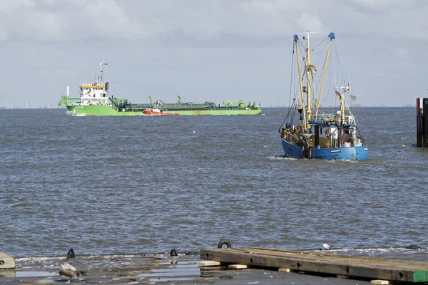 Chalutier Dans Mer Nord Large Cuxhaven — Photo