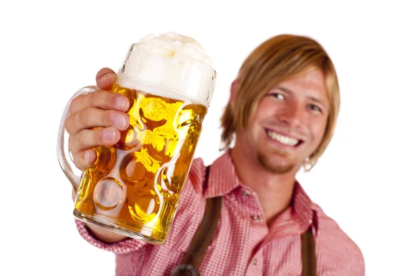 Bayer Κατέχει Oktoberfest Ποτήρια Μπύρας — Φωτογραφία Αρχείου