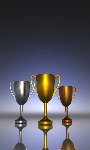 Three Cups Gold Silver Bronze — Stock Photo, Image