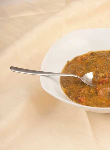 Grünkohleintopf Mit Würstchen — Stockfoto