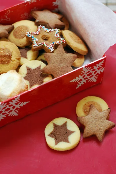 Presente Natal Com Cookies — Fotografia de Stock