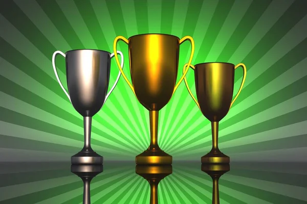 Three Cups Gold Silver Bronze — Stock Photo, Image