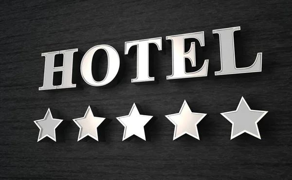 Estrelas Escudo Hotel Prata Preto — Fotografia de Stock