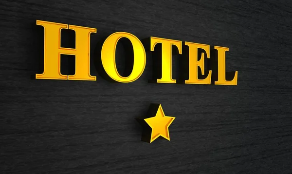 Stern Hotelschild Gold Auf Schwarz — Stockfoto