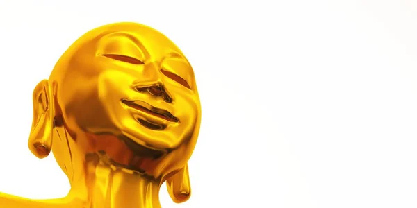 Zen Buddha Face Gold Weiß — Stockfoto