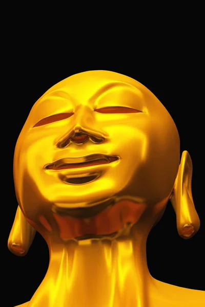 Zen Buddha Face Gold Black — 스톡 사진