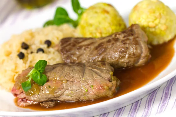 Beef Roulade Dumplings Sauerkraut — Stock Photo, Image