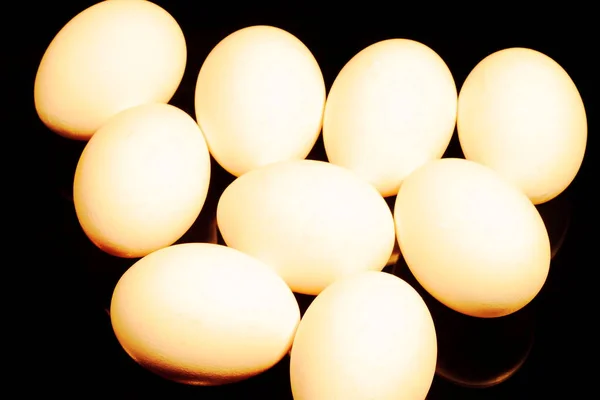 White Eggs Black Background — Stock Photo, Image