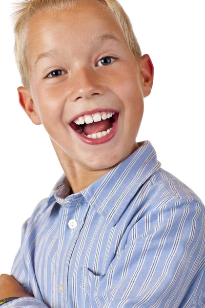 Portrait Happy Laughing Boy — Stok fotoğraf