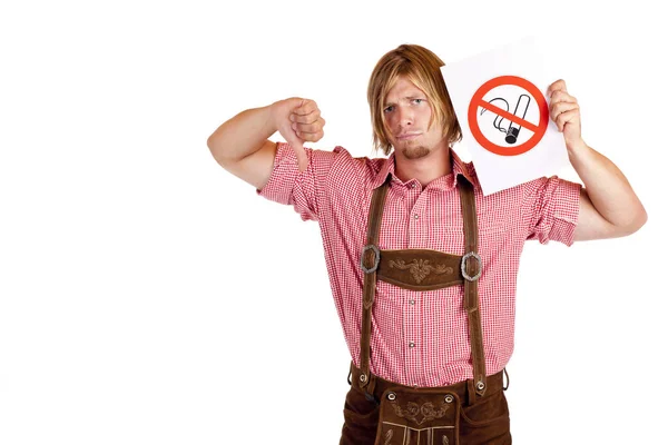 Homem Está Triste Sobre Proibição Fumar — Fotografia de Stock