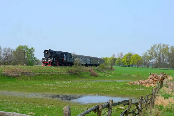 Rural Landscape Steam Train Stock Photo