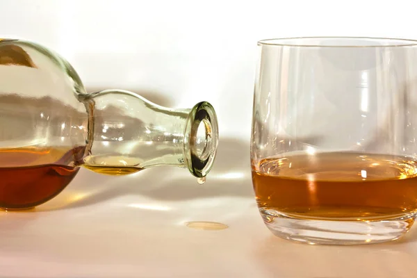 Verre Brandy Une Bouteille Vin — Photo