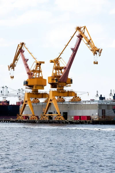 Vacker Utsikt Över Industriella Hamnkranar — Stockfoto